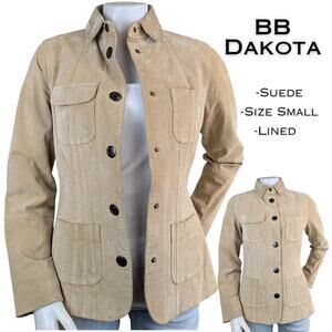 BB Dakota Suede Leather Safari Jacket Tan Medium Utility Field Coat